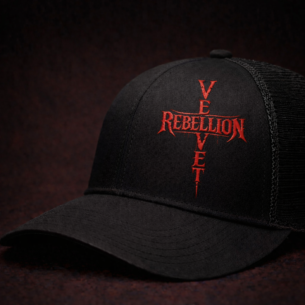 Velvet Rebellion Cross Logo SnapBack Cap ( Black/Red)
