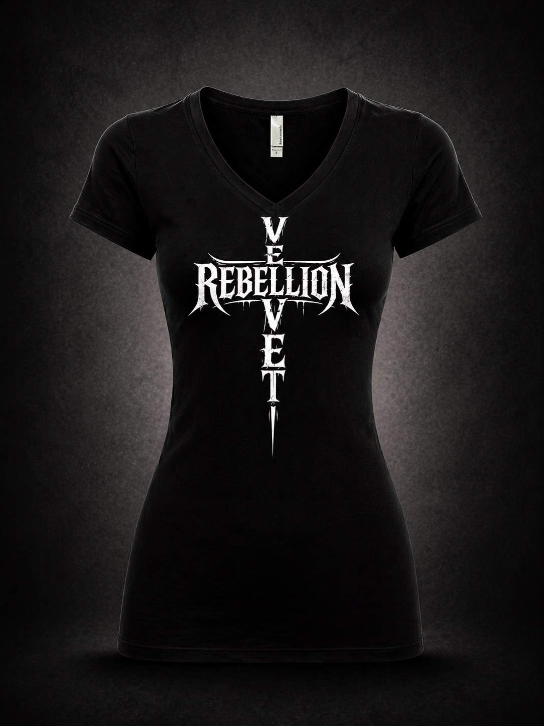 Women’s Velvet Rebellion Cross V-Neck Tee