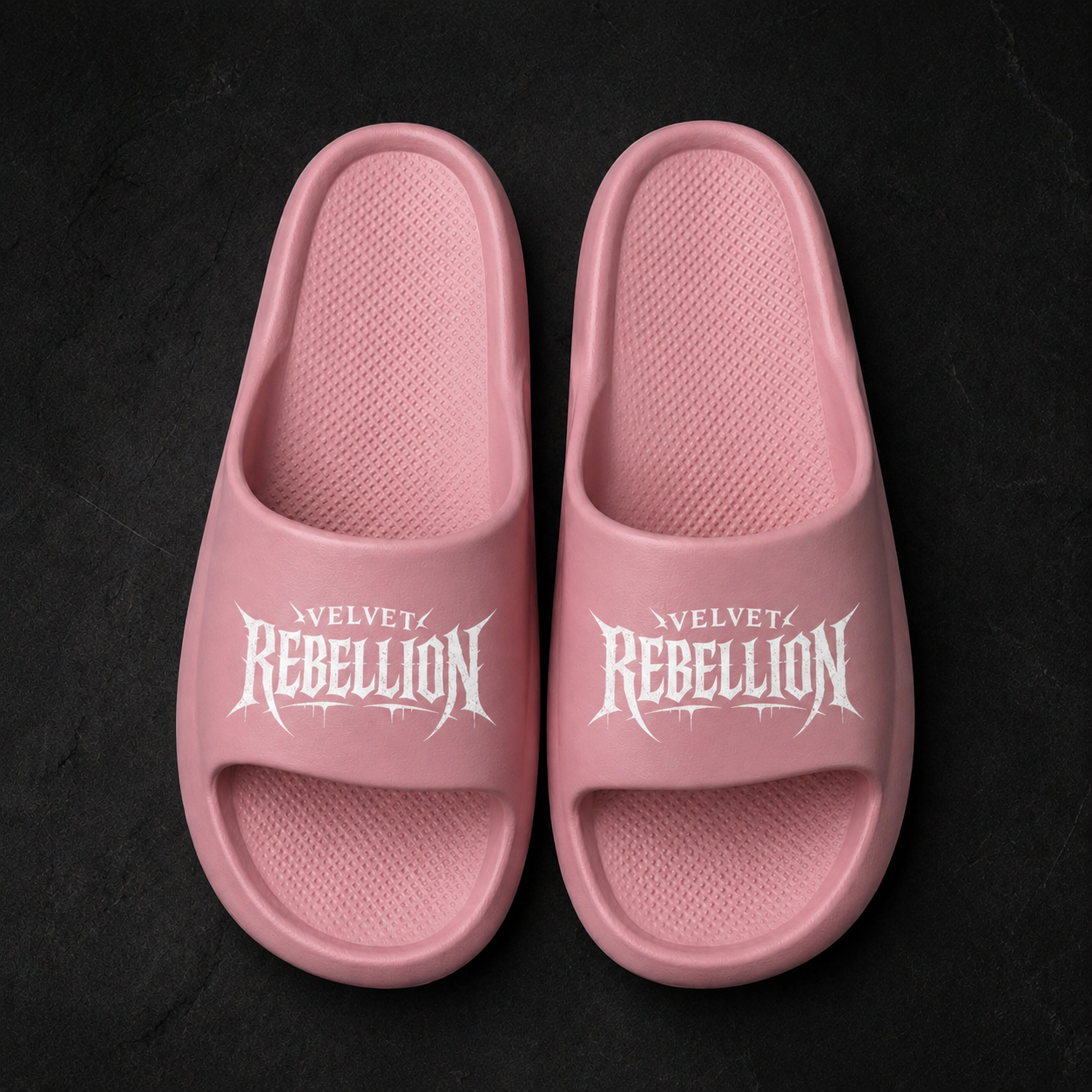 VELVET REBELLION SLIDES (PINK/WHITE)