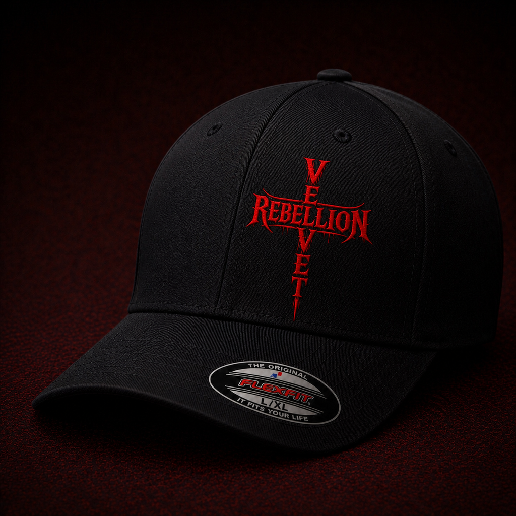 Velvet Rebellion Cross Logo FlexFit Cap ( Black/Red)