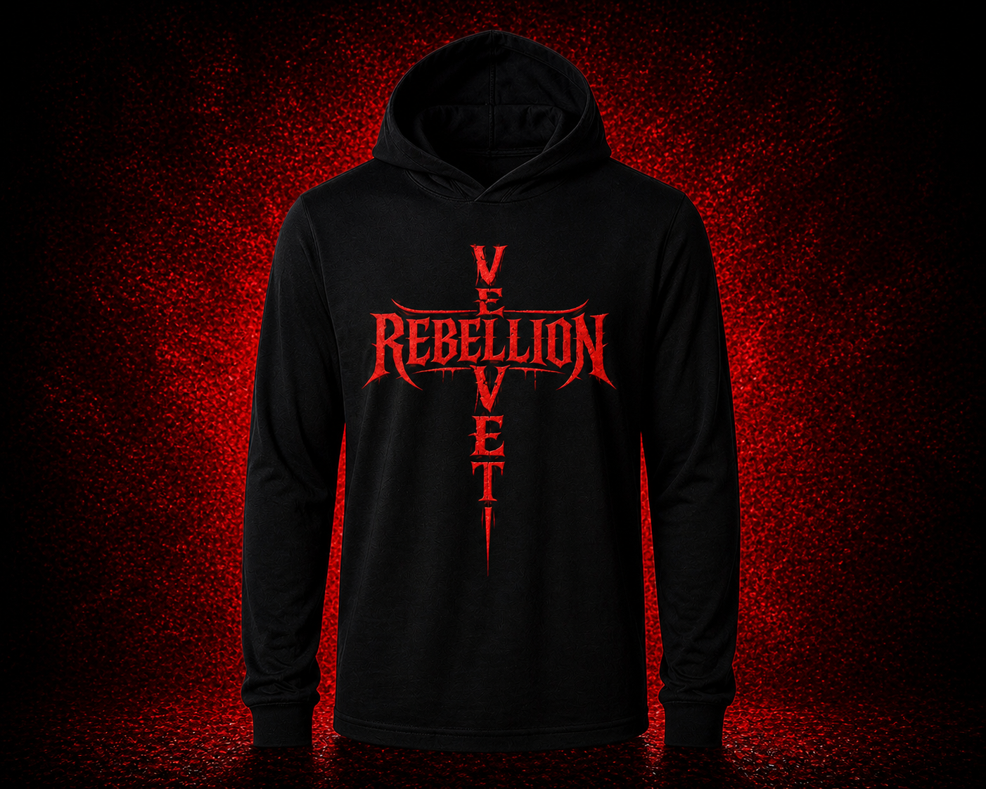 Velvet Rebellion Cross Hoodie (Black/Red)