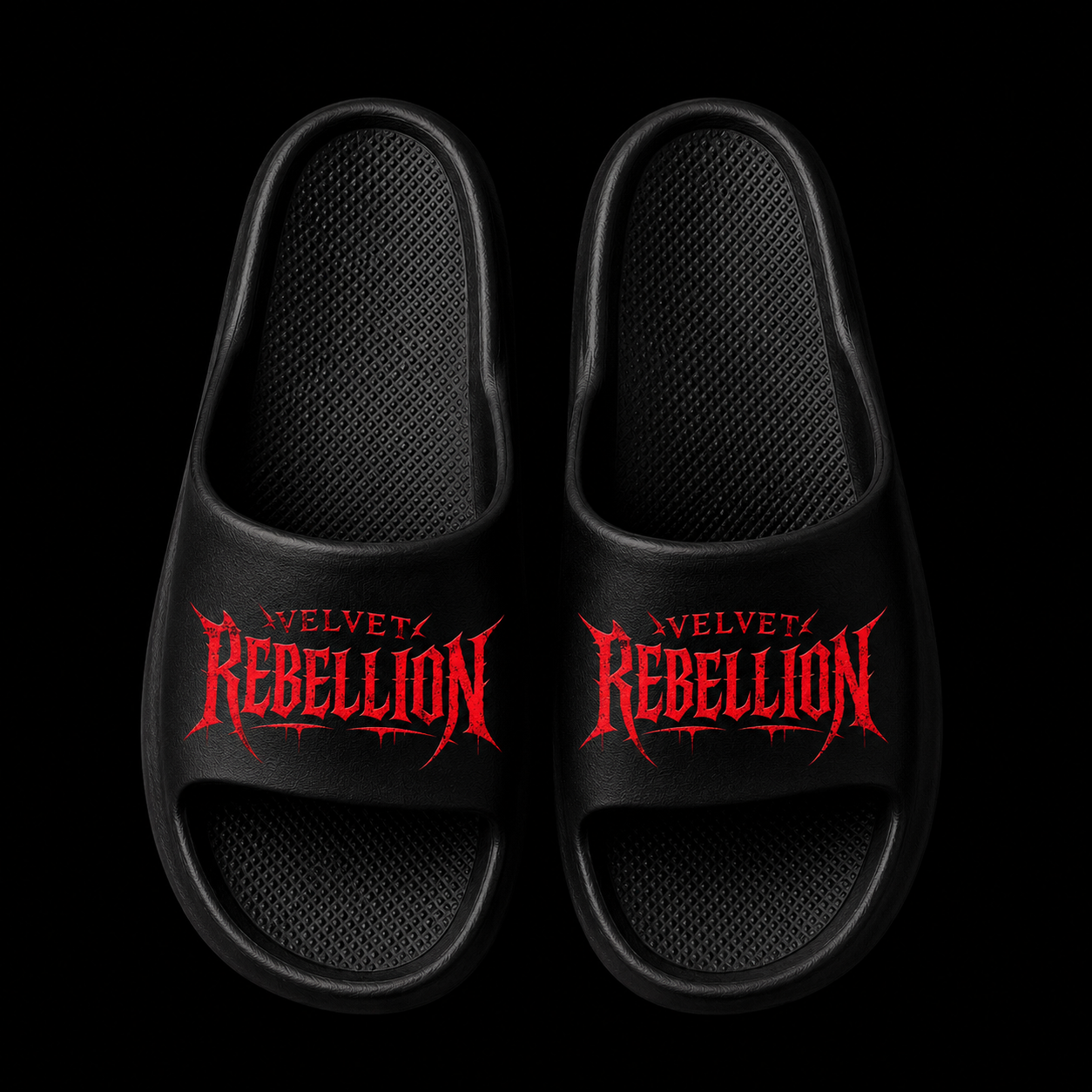 VELVET REBELLION SLIDES (BLACK/Red)